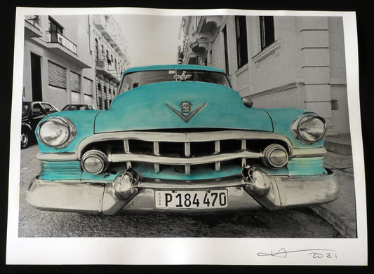 Cuba Classic Car : Hand Tinted Turquoise